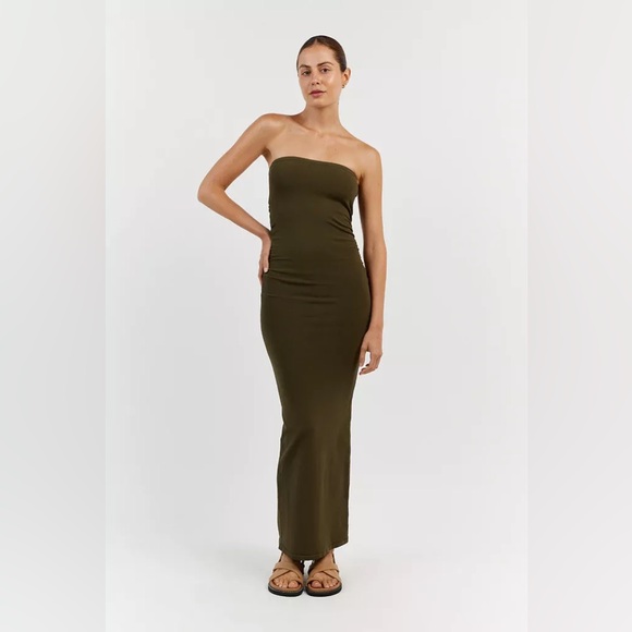 DISSH Dresses & Skirts - NEW DISSH Olive Carrie Ruched Bodycon Strapless Midi Dress